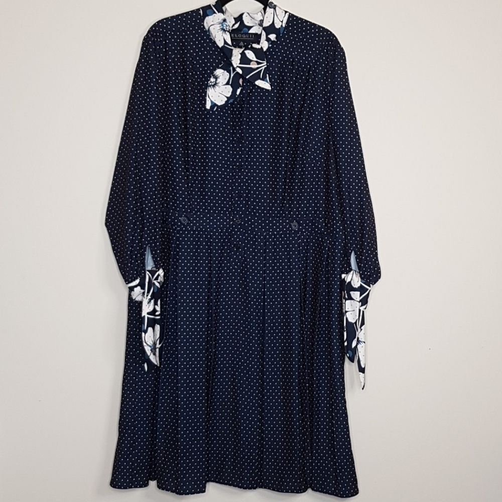 ELOQUII Polka Dot Longsleeve Dress Sz20